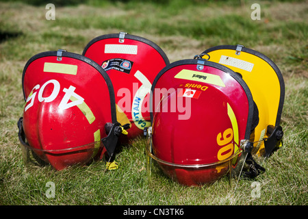 Canada, Québec, Montréal, course de NASCAR sur le circuit Gilles Villeneuve, sur l'Ile Notre-Dame, casques pompiers Banque D'Images