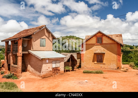 L'architecture typique des highlands près de Fianarantsoa, Madagascar Banque D'Images