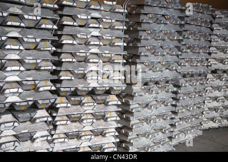 Briques sur aluminium usine métallurgique non ferreux. Fédération de la métallurgie usine. Vue rapprochée Banque D'Images