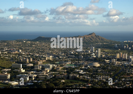 Elk284-1630 Hawaii, Oahu, Waikiki, Diamond Head de air Banque D'Images