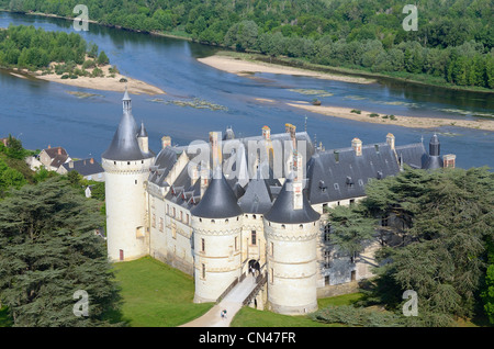 France, Loir et Cher, vallée de la Loire classée au Patrimoine Mondial de l'UNESCO, Chaumont sur Loire, le château et la Loire Banque D'Images