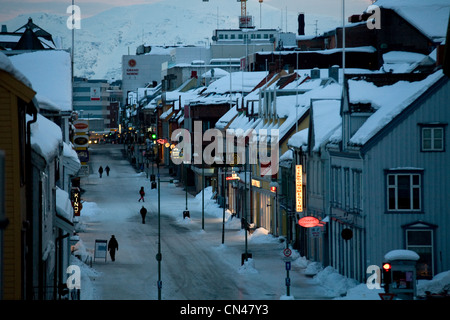 Le comté de Troms, Norvège, Troms, Storgata, la principale rue commerçante downtow Banque D'Images