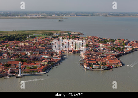 Italie, Vénétie, Venise, classé au Patrimoine Mondial par l'UNESCO, l'île de Murano (vue aérienne) Banque D'Images