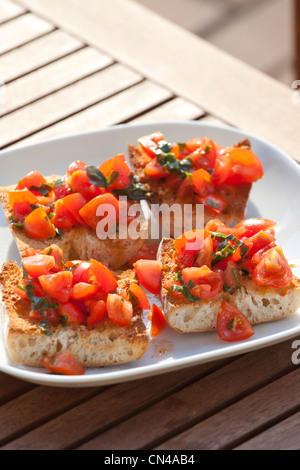 Bruschetta aux tomates Banque D'Images