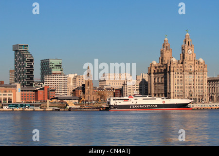 Angleterre Liverpool Merseyside skyline with Liver Building Banque D'Images