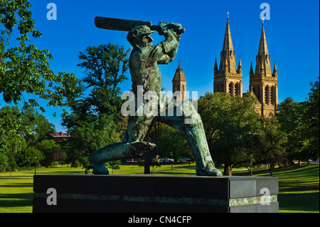 L'Australie, l'Australie du Sud, Adélaïde, Sir Donald Bradman (1908-2001) sculptur, un célèbre joueur de cricket généralement appelée le don, Banque D'Images