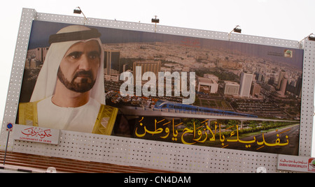 Affiche de Sheikh Mohammed bin Rashid al Makhtoum, la Crique de Dubaï, Émirats Arabes Unis Banque D'Images