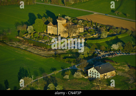 France, Haute Savoie, Le Chablais, le lac Léman, Evian les Bains (vue aérienne) Banque D'Images