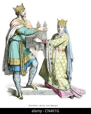 Un roi de France et de la reine de la période du 10ème siècle Banque D'Images