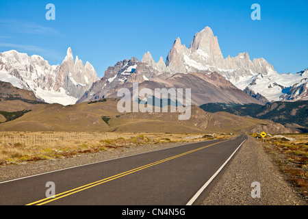 L'Argentine, en Patagonie, province de Santa Cruz, le Parc National Los Glaciares, classé au Patrimoine Mondial de l'UNESCO, la route d'El Banque D'Images