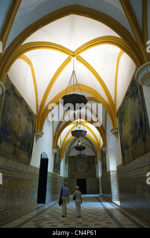 Espagne, Andalousie, Séville, l'Alcazar inscrite au Patrimoine Mondial de l'UNESCO, Sala de Tapices Tapisserie (prix) Banque D'Images