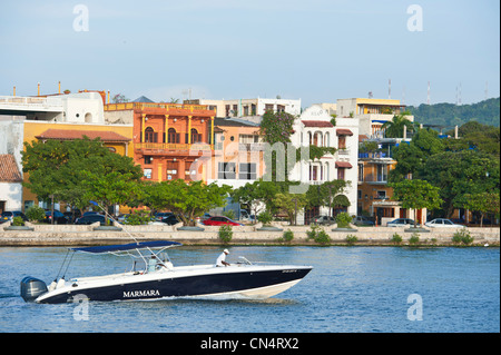 La Colombie, Département de Bolivar, Carthagène, classé au Patrimoine Mondial de l'UNESCO, le Villa Colonial quart de la baie de Carthagène Banque D'Images