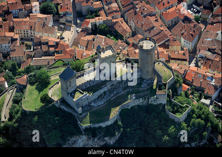 La France, l'Ariège, Foix, 10e 15e siècles Château (vue aérienne) Banque D'Images