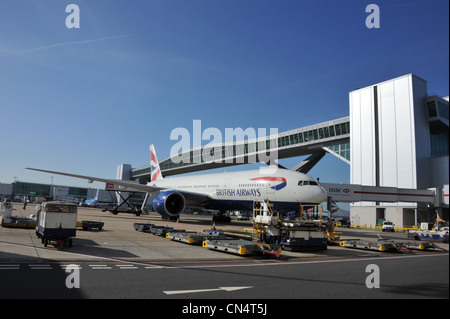 Un avion de British Airways en préparation pour le départ à Londres, Gatwick, Banque D'Images