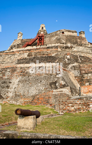 La Colombie, Département de Bolivar, Carthagène, inscrite au Patrimoine Mondial de l'UNESCO, le château de San Felipe de Barajas, le plus grand Banque D'Images