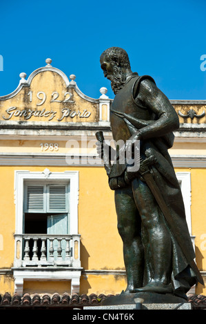 La Colombie, Département de Bolivar, Carthagène, inscrite au Patrimoine Mondial de l'UNESCO, quartier historique, la vieille ville, la statue de Banque D'Images