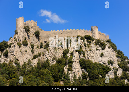 France, Aude, château cathare de Puilaurens Banque D'Images