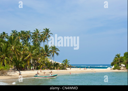 La Colombie, département de Magdalena, Parc National Naturel de Tayrona (Parque Nacional Tayrona) fondée en 1969, la plage de Cabo San Juan del Banque D'Images