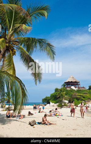 La Colombie, département de Magdalena, Parc National Naturel de Tayrona (Parque Nacional Tayrona) fondée en 1969, la plage de Cabo San Juan del Banque D'Images