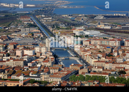 La France, l'Hérault, Sète, vue depuis Notre Dame de la Salette, Canal de la Peyrade (Peyrade Canal) Banque D'Images