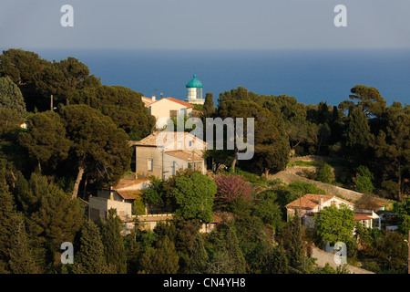 La France, l'Hérault, Sète, Mont Saint Clair, villa et phare de Saint Clair Banque D'Images