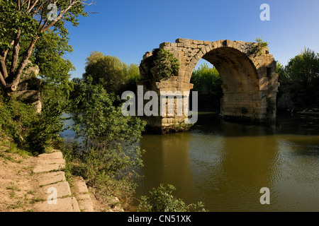 La France, l'Hérault, près de Lunel, l'Oppidum d'Ambrussum sur la Via Domitia, le Pont Ambroix (pont Ambroix) sur la rivière Vidourle Banque D'Images