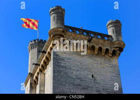 La France, Gard, Pays d'Uzege, Uzès, château Ducal appelé le Duche d'Uzes, la Tour Bermonde Banque D'Images