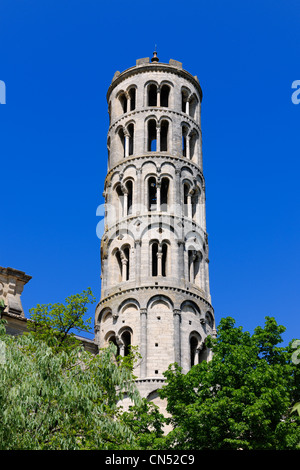 La France, Gard, Pays d'Uzege, Uzès, St Theodorit Cathédrale, tour fenestrelle Banque D'Images