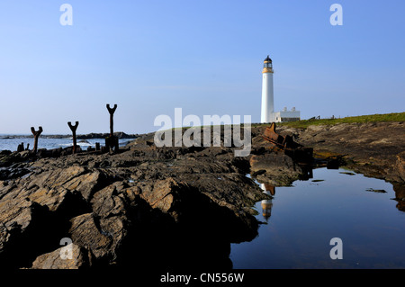 Auskerry Phare et l'épave du SS le comté de Hastings, Orkney Banque D'Images