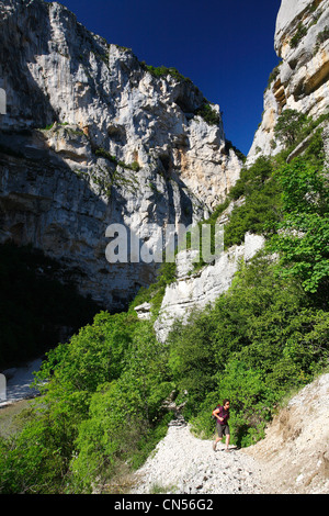 France, Alpes de Haute Provence, parc naturel régional du Verdon, le Verdon canyon, entre Maline's caban et sublime poitn Banque D'Images