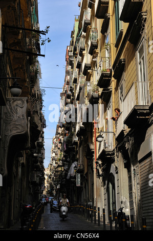 L'Italie, Campanie, Naples, centre historique classé au Patrimoine Mondial par l'UNESCO, ses rues étroites dans le centre-ville Banque D'Images