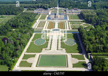 France, Seine et Marne, Maincy, Chateau de Vaux le Vicomte (vue aérienne) Banque D'Images