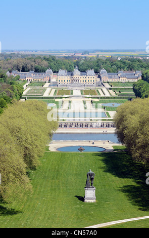 France, Seine et Marne, Maincy, Chateau de Vaux le Vicomte (vue aérienne) Banque D'Images