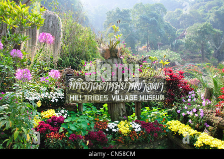 Les tribus des collines Village Museum et jardins, près de Chiang Mai, la province de Chiang Mai, Thaïlande Banque D'Images