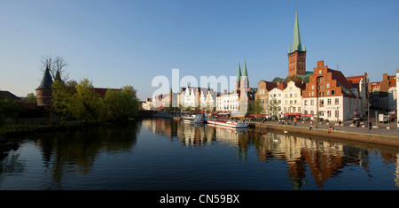 Allemagne, Schleswig Holstein, Lubeck, inscrite au Patrimoine Mondial de l'UNESCO, avec et Marienkirche Petrikirche Banque D'Images