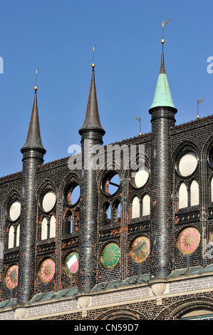 Allemagne, Schleswig Holstein, Lubeck, classé au Patrimoine Mondial de l'UNESCO, l'hôtel de ville de Lubeck (Rathaus) Banque D'Images