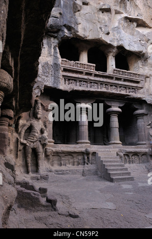 L'Inde, Maharashtra, l'Etat, d'Ellora grottes d'Ellora inscrite au Patrimoine Mondial de l'UNESCO, Kailasha temple, 8ème siècle, cave 16 Banque D'Images