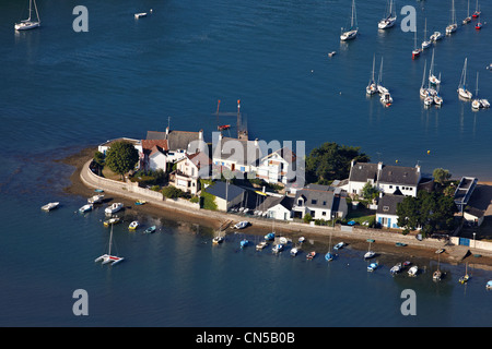 France, Morbihan, Golfe du Morbihan, Vannes, presqu'île de Conleau, District de Conleau (vue aérienne) Banque D'Images