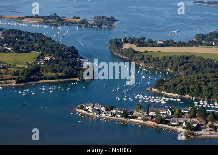 France, Morbihan, Golfe du Morbihan, Vannes, presqu'île de Conleau, District de Conleau (vue aérienne) Banque D'Images