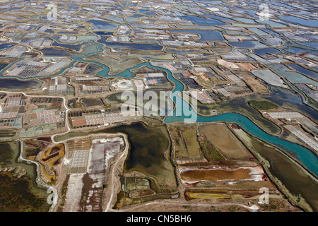 France, Loire Atlantique, Guérande, les marais salants (vue aérienne) Banque D'Images