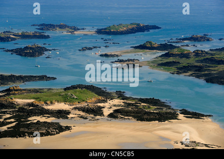 France, Manche, Iles Chausey (vue aérienne) Banque D'Images