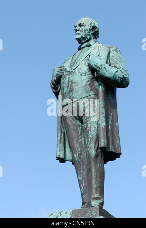 L'Islande, Reykjavik, statue du héros national Jon Sigurdsson dans le jardin public de Austurvollur, le sculpteur Einar JONSSON Banque D'Images