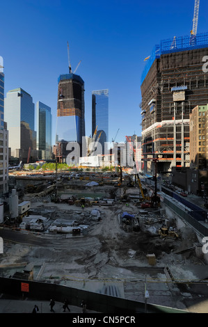 United States, New York, Manhattan, de la reconstruction à Ground Zero avec le One World Trade Center (Freedom Tower) Banque D'Images