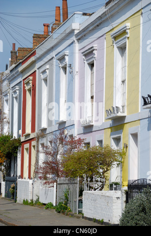 Maisons colorées à Leverton Street NW5, Kentish Town, Londres, UK Banque D'Images