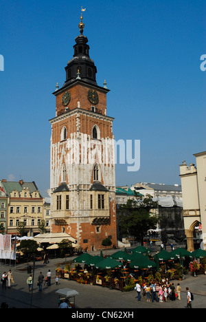 La Pologne, la Pologne petite région, Cracovie, La Vieille Ville (Stare Miasto) inscrite au Patrimoine Mondial de l'UNESCO, le marché (Rynek Glowny Banque D'Images