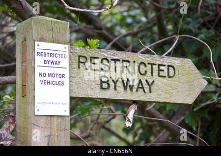 Byway restreint sign post Banque D'Images