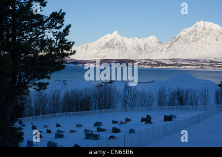 Jovik cimetière inhumations troms Norvège arctique hiver Banque D'Images