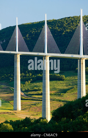 Viaduc de Millau enjambant les gorges du Tarn en Aveyron Occitaine France Banque D'Images