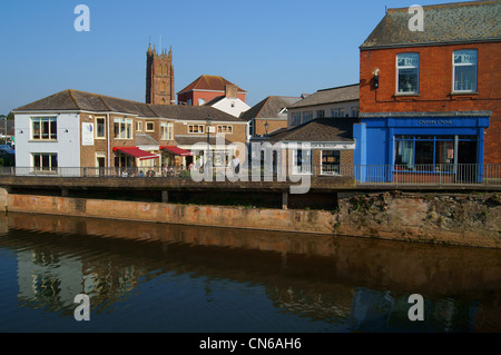 Riverside Place par ton fleuve Taunton, Somerset, Banque D'Images