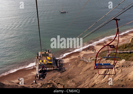 Les aiguilles au télésiège Parc, de l'Alun Bay, île de Wight, Angleterre, Royaume-Uni. Banque D'Images